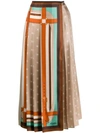 Fendi Foulard Logo Karligraphy Skirt In Beige,orange,brown