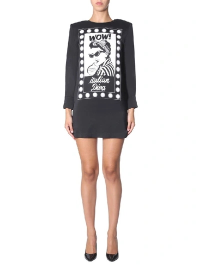 Boutique Moschino Graphic Printed Sweater Dress In Black