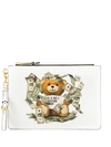 Moschino Dollar Teddy Bear Clutch Bag In Bianco