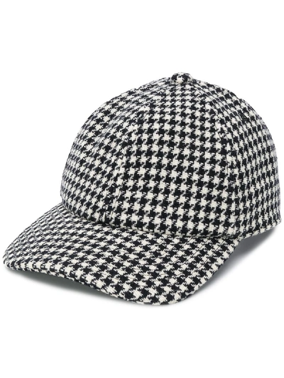 Sandro Houndstooth Wool-blend Cap In Noir/blanc