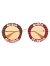 Gucci Round Frame Striped Sunglasses In 金色