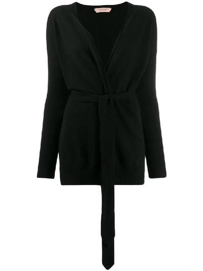 Twinset Wrap Front Cardigan In Black