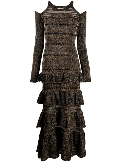 Twinset Knitted Lurex Dress In Black