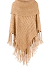 Twinset Cable Knit Bardot Jumper In Brown