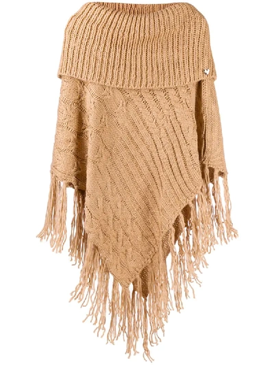 Twinset Cable Knit Bardot Jumper In Brown