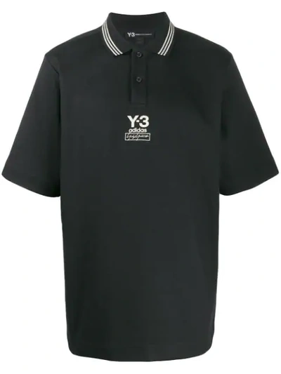 Y-3 Striped Collar Polo Shirt In Black