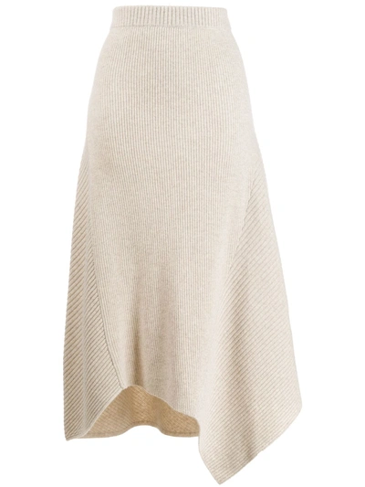 Pringle Of Scotland Knitted Asymmetric Skirt In Neutrals