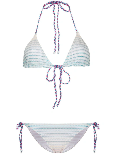 Missoni Striped Pattern Bikini Set In Blue