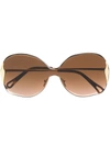 Chloé Curtis Square-frame Sunglasses In Gold