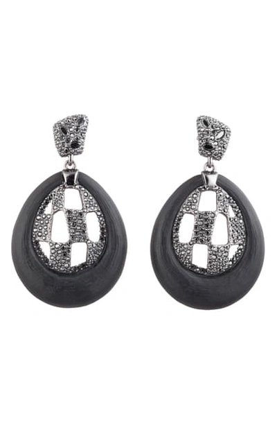 Alexis Bittar Pave Checkerboard Post Drop Earrings, Black