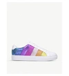 White Leather/Rainbow Stripe