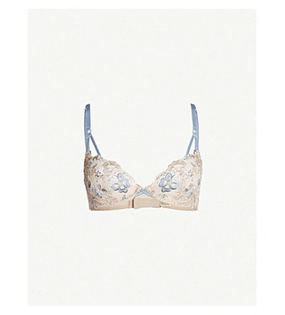 Myla Doria Road Embroidered Mesh Underwired Bra In Nude Multi