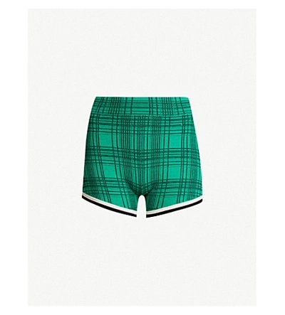 Nagnata Checked Wool-blend Shorts In Tropic Green Black