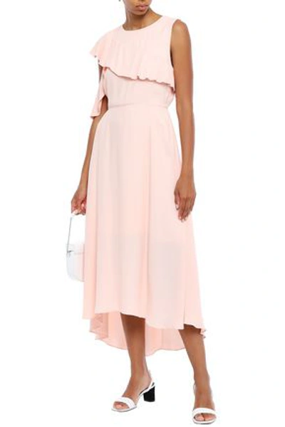 Maje Ruffled Crepe Midi Dress In Peach