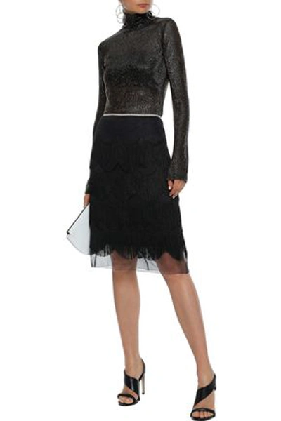 Marc Jacobs Fringed Organza Skirt In Black