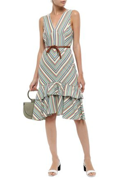 Tome Tiered Striped Cotton-piqué Dress In Multicolor