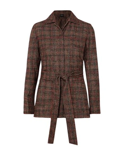 Akris Tie-front Checked Tweed Jacket In Dark Brown