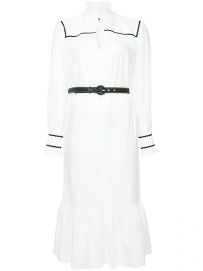 Alexa Chung Alexachung Woman Belted Cotton-seersucker Midi Dress White