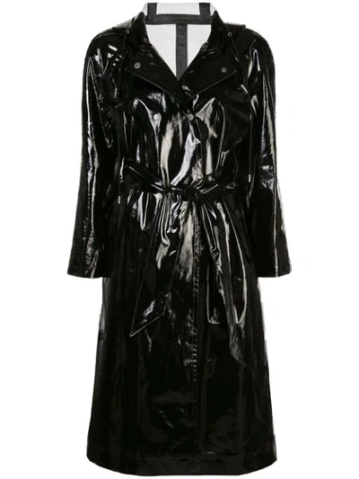 Alexa Chung Black Women's Wet-look Trench Coat