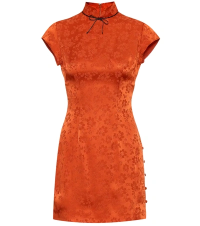 Alexa Chung Bow-embellished Satin-jacquard Mini Dress In Orange