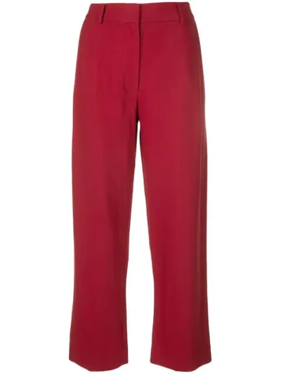 Khaite Wide Leg Tailored Trousers In Red