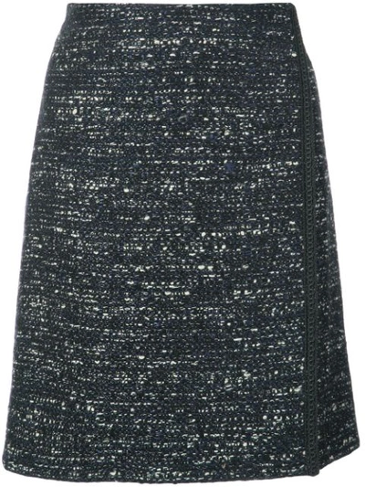 Adam Lippes Wrap-effect Bouclé-tweed Mini Skirt In Navy