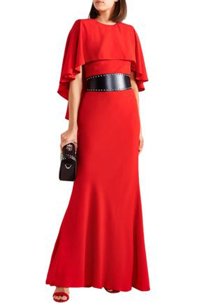 Alexander Mcqueen Cape-effect Crepe Gown In Red