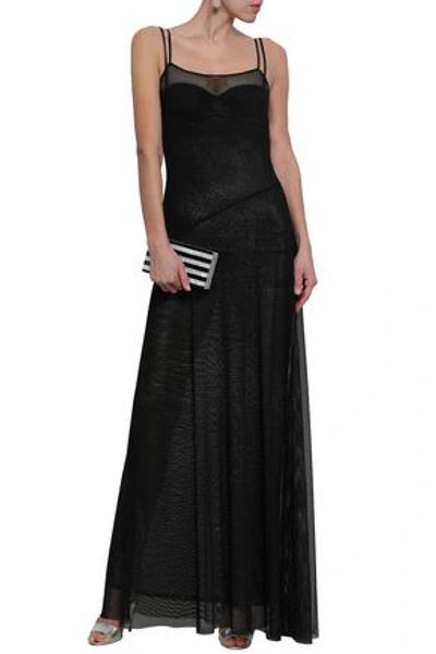 Amanda Wakeley Mesh-paneled Stretch-knit Dress In Black