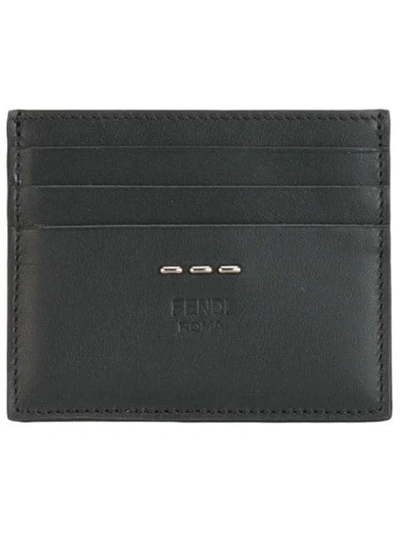 Fendi Stitch-embellished Leather Cardholder In Black