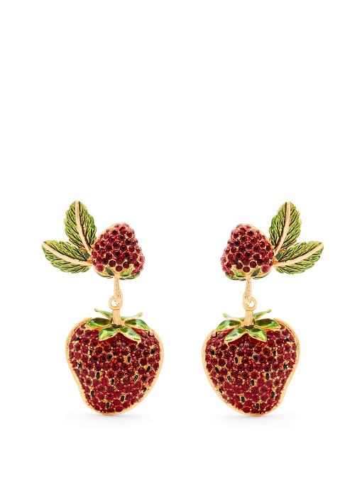 Dolce & Gabbana Strawberry Drop Clip-on Earrings In Yellow-gold | ModeSens