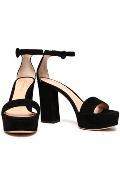 Gianvito Rossi Coco Suede Platform Sandals In Black