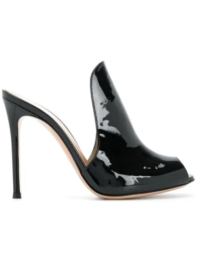 Gianvito Rossi 105mm Patent Leather Mule Sandal In Black