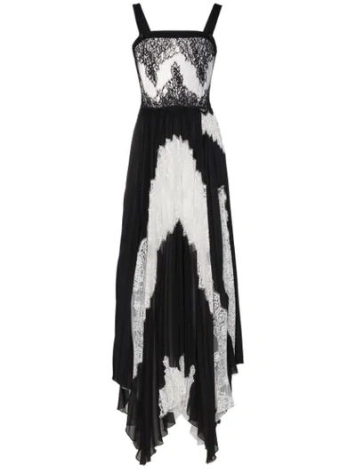 Givenchy Lace And Pleated Silk-blend Georgette Gown In Black
