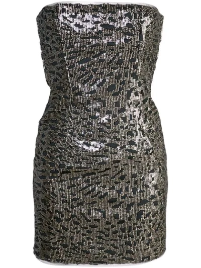 Haney Olivia Strapless Sequined Jersey Mini Dress In Black