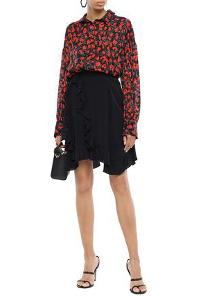 Iro Wispy Asymmetric Ruffled Crepe De Chine Skirt In Black