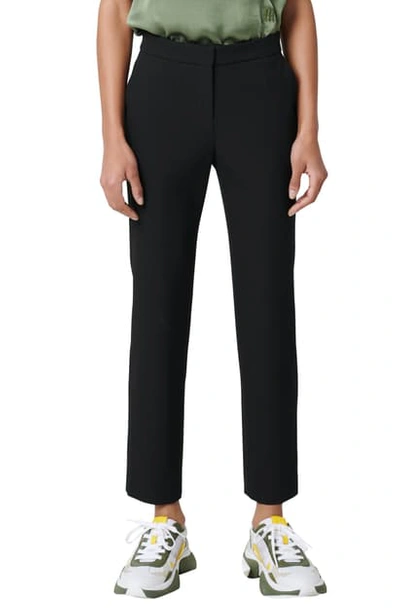 Maje Frayed High-rise Straight-leg Jeans In Black
