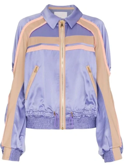 Peter Pilotto Silk Contrast Cady Jacket In Purple