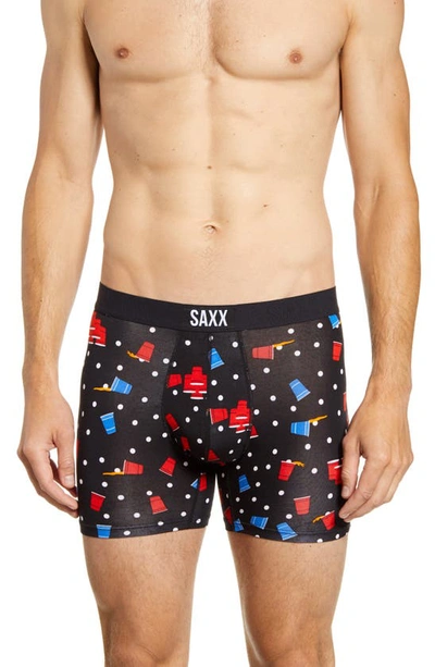 Saxx Vibe Super Soft Slim Fit Boxer Briefs In Black Beer Pong