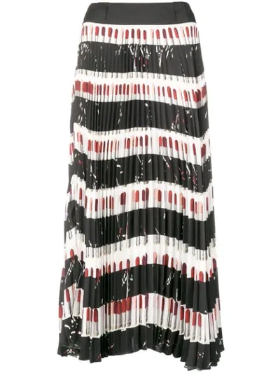 Prada Long Skirt Pleates Lipstick In Print