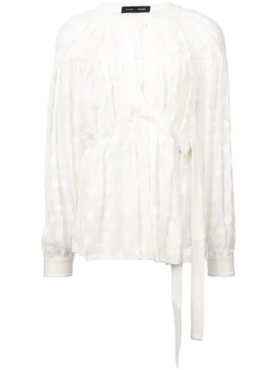 Proenza Schouler Gathered Fil Coupé Silk And Cotton-blend Chiffon Blouse In White