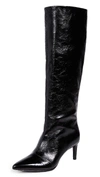 Rag & Bone Beha Crinkled Glossed-leather Knee Boots In Black