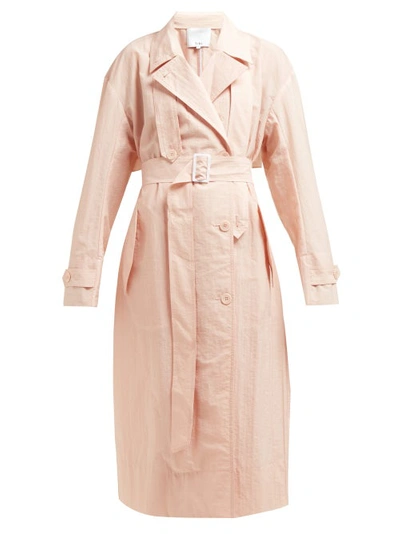 Tibi Lightweight Double-breasted Trench Coat In Pastel Pink