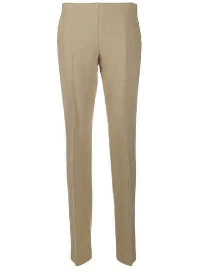 The Row Vivienne Cotton-blend Poplin Slim-leg Pants In Beige