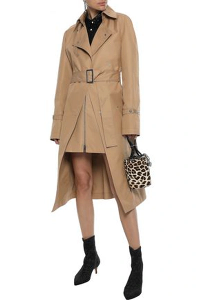 Paco Rabanne Belted Cotton-blend Gabardine Trench Coat In Light Brown