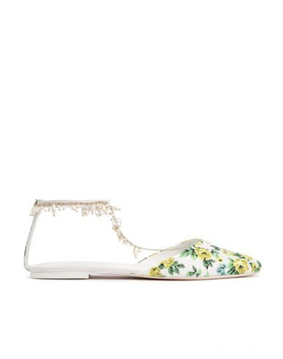 Zimmermann Goldentime Embellished Woven Point-toe Flats In White