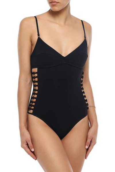 Zimmermann Cutout Button-embellished Swimsuit In Black