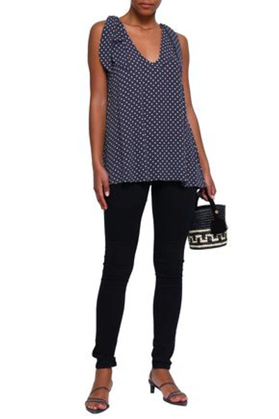 Zimmermann Bow-detailed Polka-dot Crepe Top In Anthracite