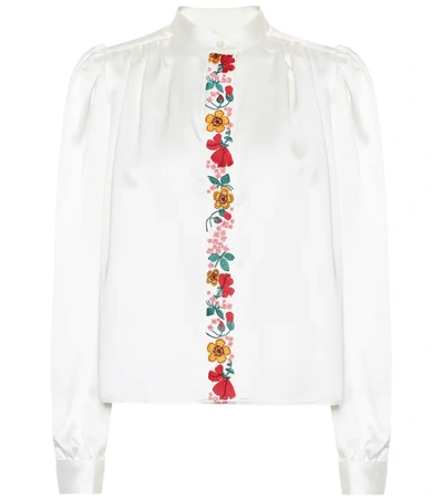 Alexa Chung Embroidered Crepe De Chine Blouse In White