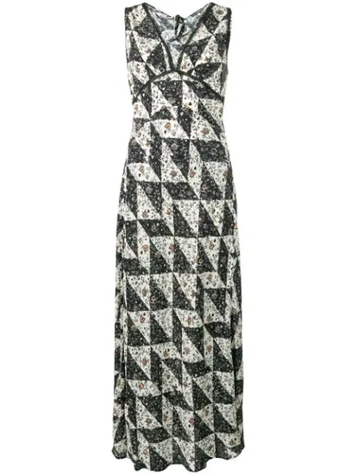 Alexa Chung Lace-trimmed Printed Crepe De Chine Maxi Dress In Multi