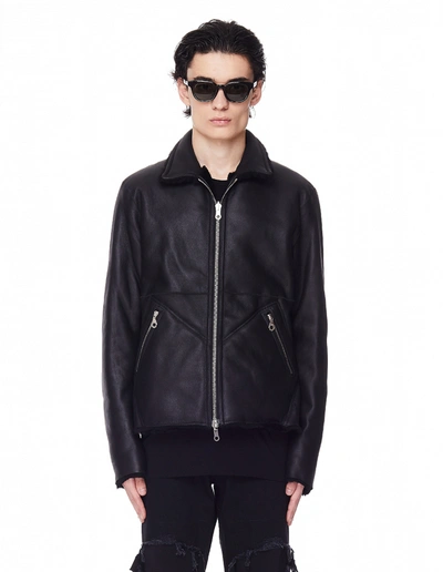 Yohji Yamamoto Black Reversible Backlash Shearling Jacket